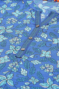 Blue LIVA Straight Kurta image number 2